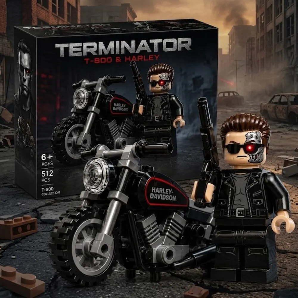 The Ultimate Sci Fi Fan Custom Brick Set Terminator T-800 And Harley Motorcycle Toy Block Kit