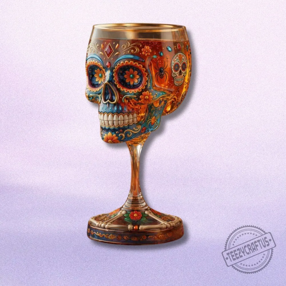 Jose Cuervo Day Of The Dead Sugar Skull Goblet Glass