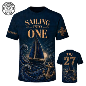 Sailing Into One 3D T-Shirt, Nautical Ocean Sailboat Shirt, Personalized Marine Adventure Tee, Custom Name Number Shirt 1 Thiet ke chua co ten 1 2