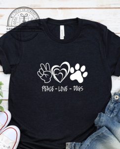 Peace Love Dogs T-Shirt Dog Mom Dad Tee, Paw Print Heart 1 Peace Love Dogs T Shirt Dog Mom Dad Tee Paw Print Heart sandramazinggifts.com 1