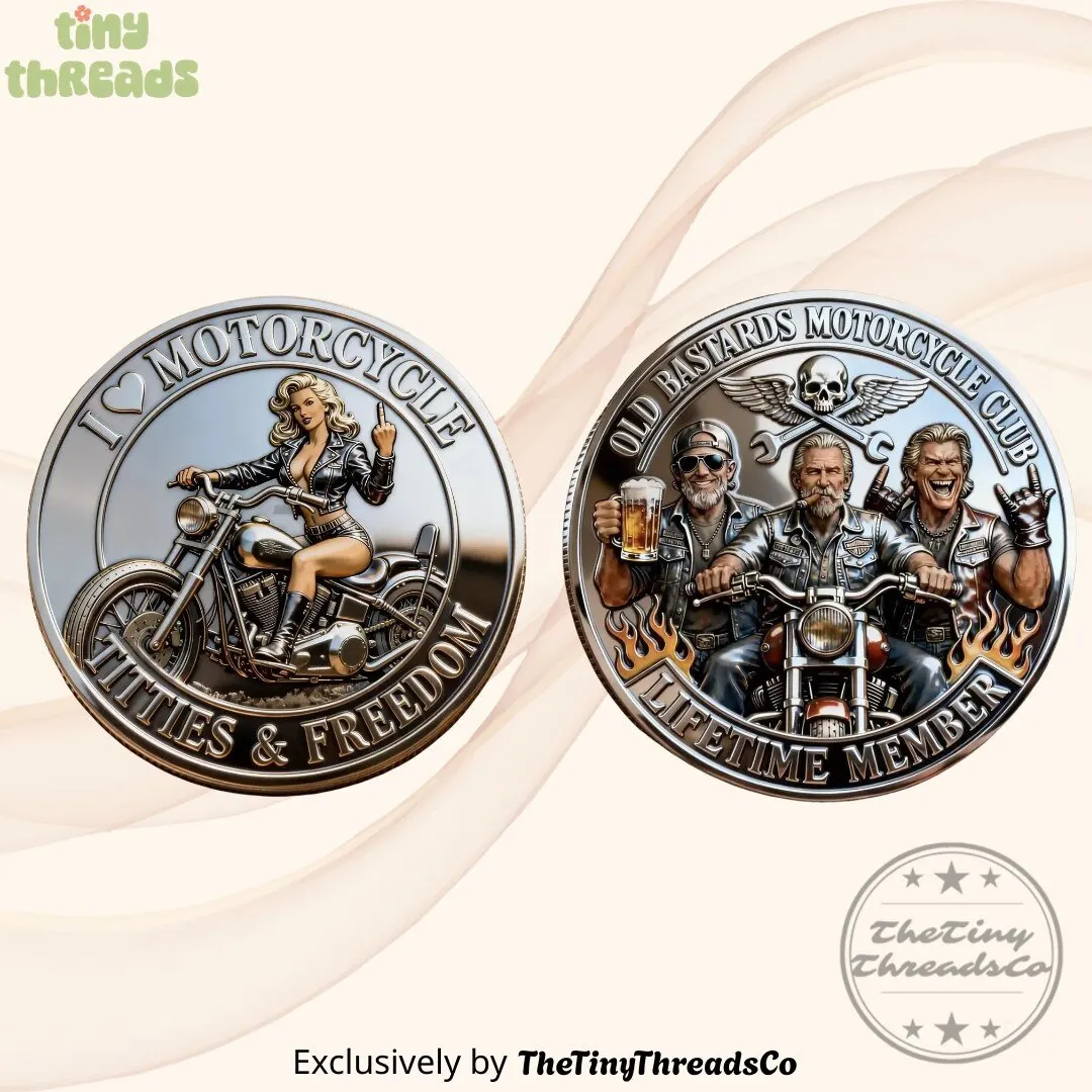 Old Bastards Motorcycles Club God Bless Motorcycle Riders Coin Style 1
