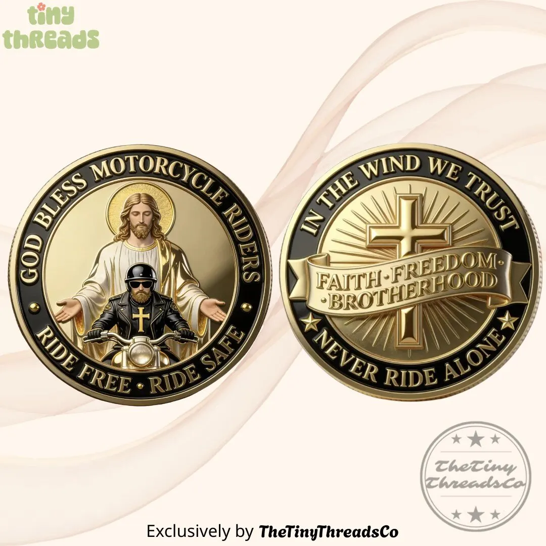 Old Bastards Motorcycles Club God Bless Motorcycle Riders Coin Style 2