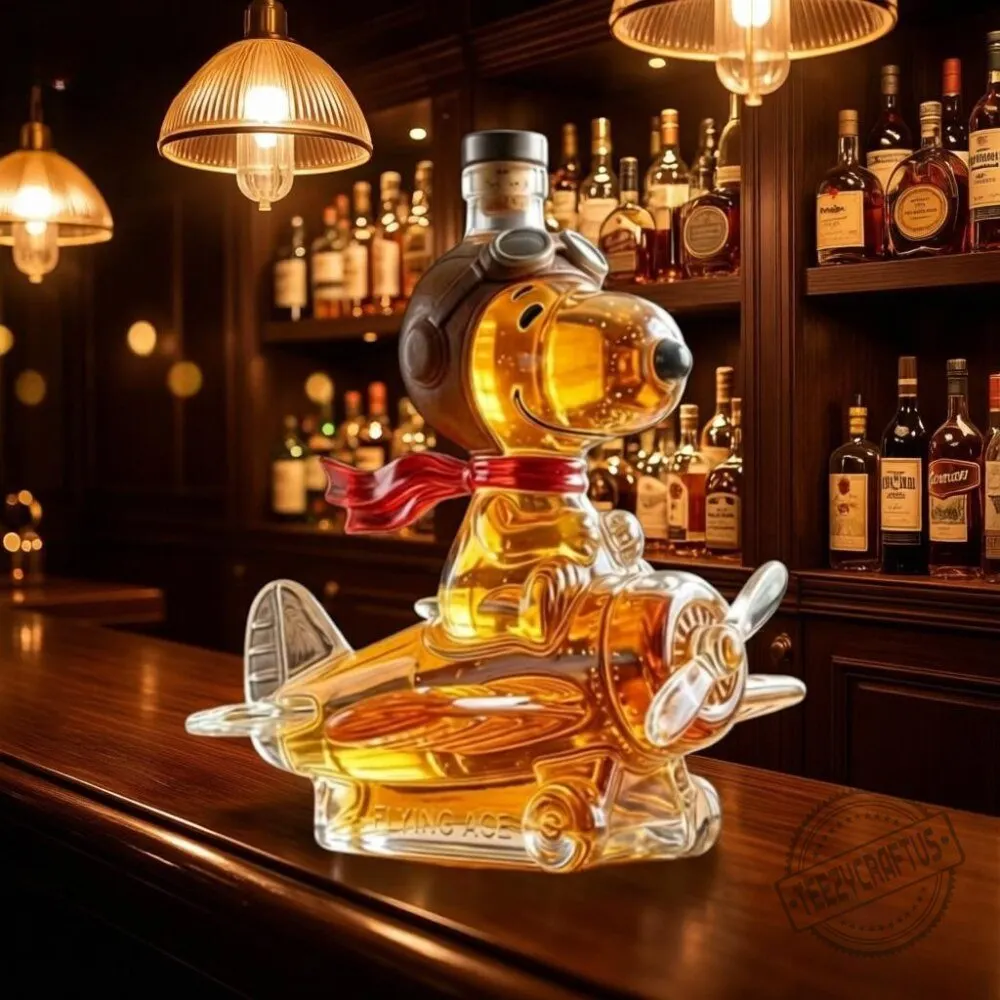 "Flying Ace" Snoopy Aviator Whiskey Decanter Set