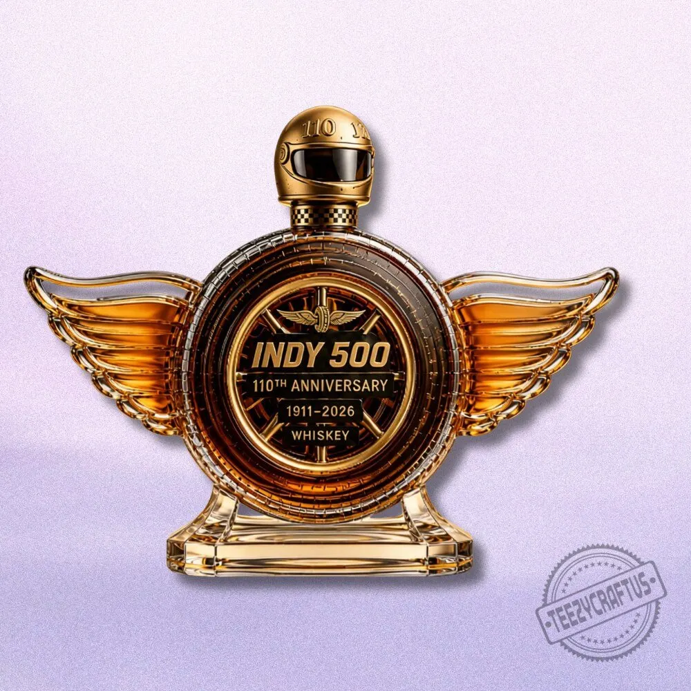 Indy 500 110th Anniversary Winged Wheel Racing Whiskey Decanter 2 Indy 500 110th Anniversary Winged Wheel Racing Whiskey Decanter