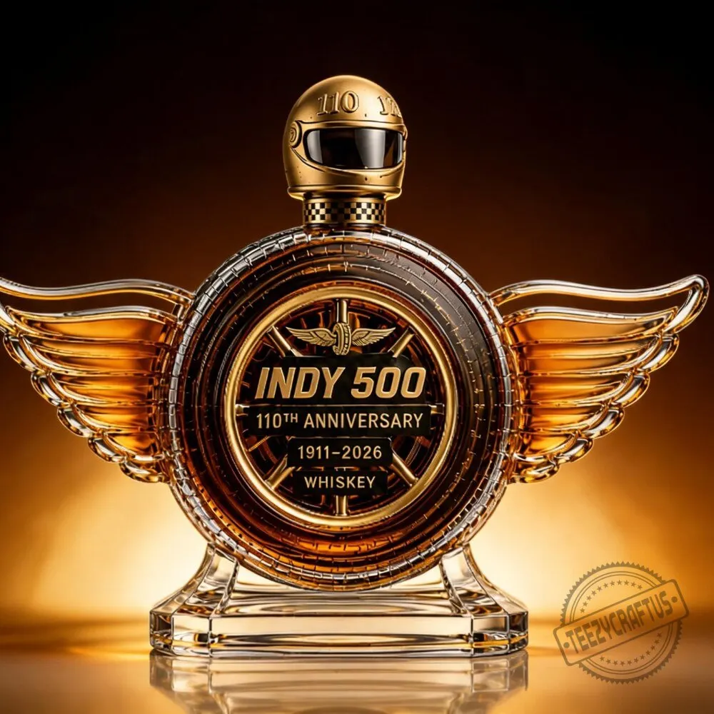 Indy 500 110th Anniversary Winged Wheel Racing Whiskey Decanter 3 Indy 500 110th Anniversary Winged Wheel Racing Whiskey Decanter