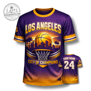 Custom Los Angeles Basketball 3D T-Shirt - Personalized City Champions Fan Tee