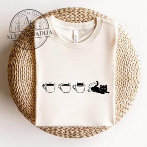 Coffee Cat Line Art T Shirt Cute Cat Lover Tee aleyakhadija.com 1