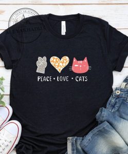 Peace Love Cats T Shirt Gift for Cat Mom aleyakhadija.com 1 1