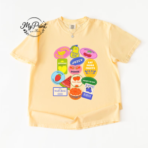 Fruit Stickers Graphic T-Shirt 1 Fruit Stickers Graphic T-Shirt