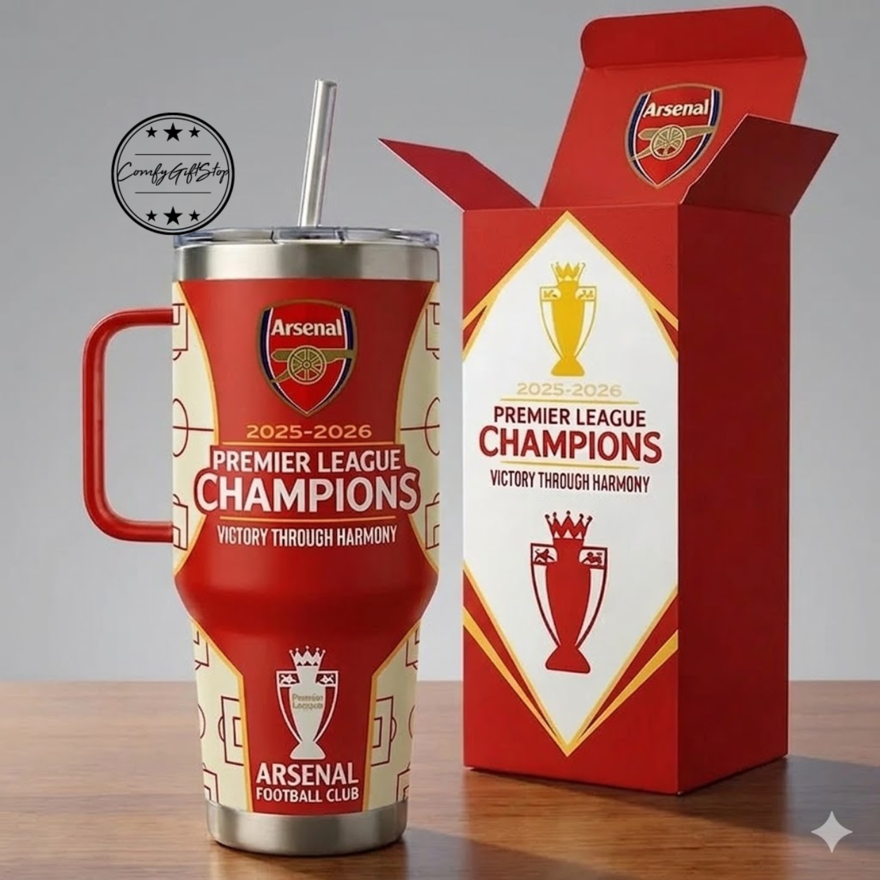 Arsenal FC Premier League Champions 2025-2026 Stainless Steel Tumbler