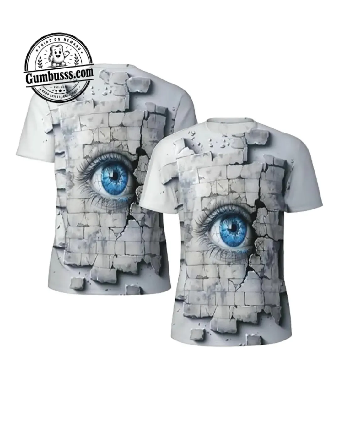 Unique 3D Blue Eye Through Wall T-Shirt – Urban Fashion Style