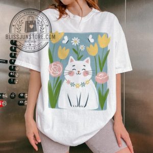 Cute Cat Floral Shirt Comfort Colors®, Kawaii Cat Shirt, Spring Flowers Kitty Shirt 1 Cute Cat Floral Shirt Comfort Colors%C2%AE Kawaii Cat Shirt Spring Flowers Kitty Shirt blissjunstore.com 1