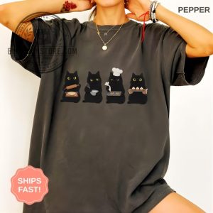 Black Cat Baking Shirt Cute Kitty Biscuits TShirt Cozy Baker Lover Gift blissjunstore.com 1