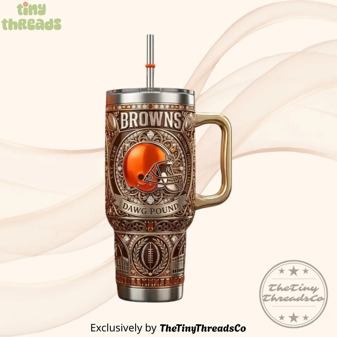 Cleveland Browns 40oz With Lid and Straw Edition Tumbler Style 1