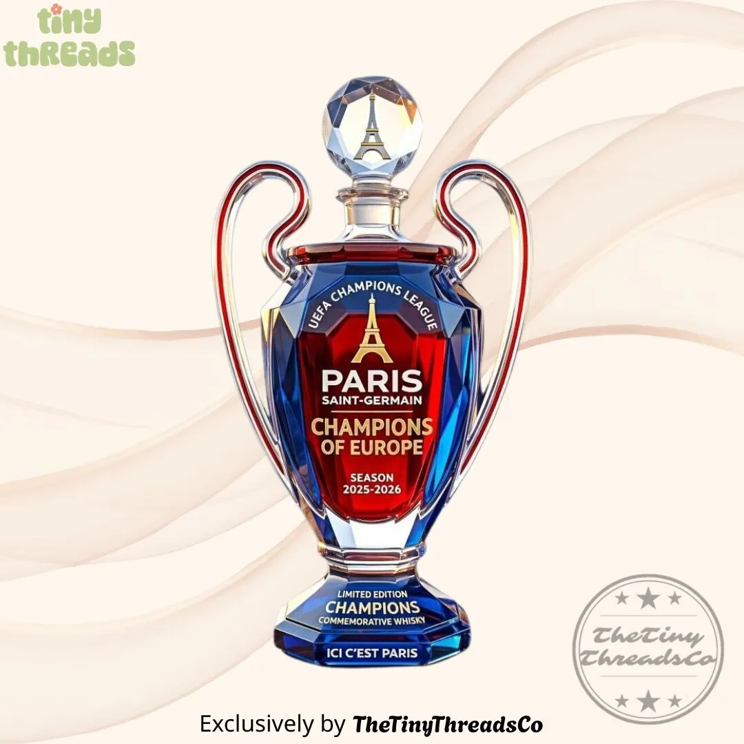 PSG 2026 UEFA Champions League Season 2025-2026 Trophy Shaped Whiskey Bottle