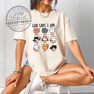 God Says I Am Cat Shirt Christian Bible Verse Tee festivetrendz.com 1