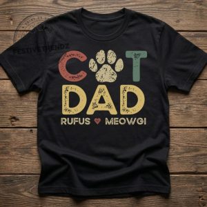 Personalized Cat Dad Shirt with Pet Names festivetrendz.com 1
