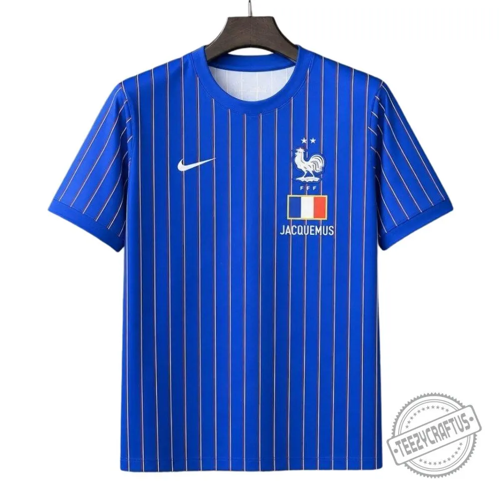 French Soccer Jersey Blue Pinstripe France Football Shirt