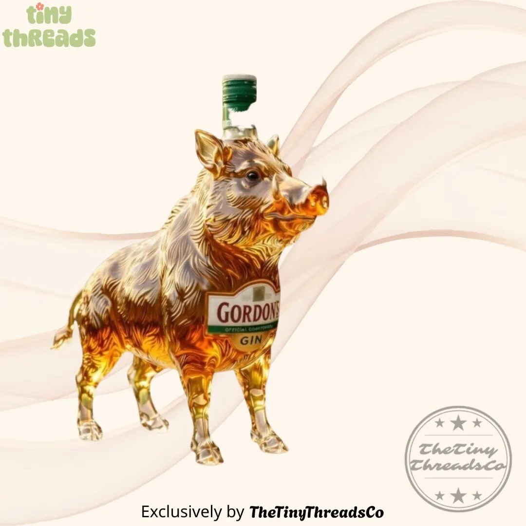 Gordons Gin Wild Boar Shaped Whiskey Bottle