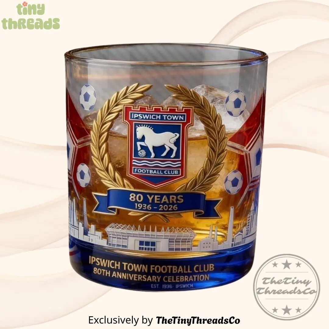 Ipswich Town FC 80 Years Celebration Est 1936 Whiskey Glass