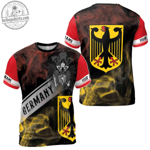 Custom Name German Eagle Smoke 3D T-Shirt - Personalized Deutschland Flag Graphic Tee 1 Custom Name German Eagle Smoke 3D T-Shirt - Personalized Deutschland Flag Graphic Tee