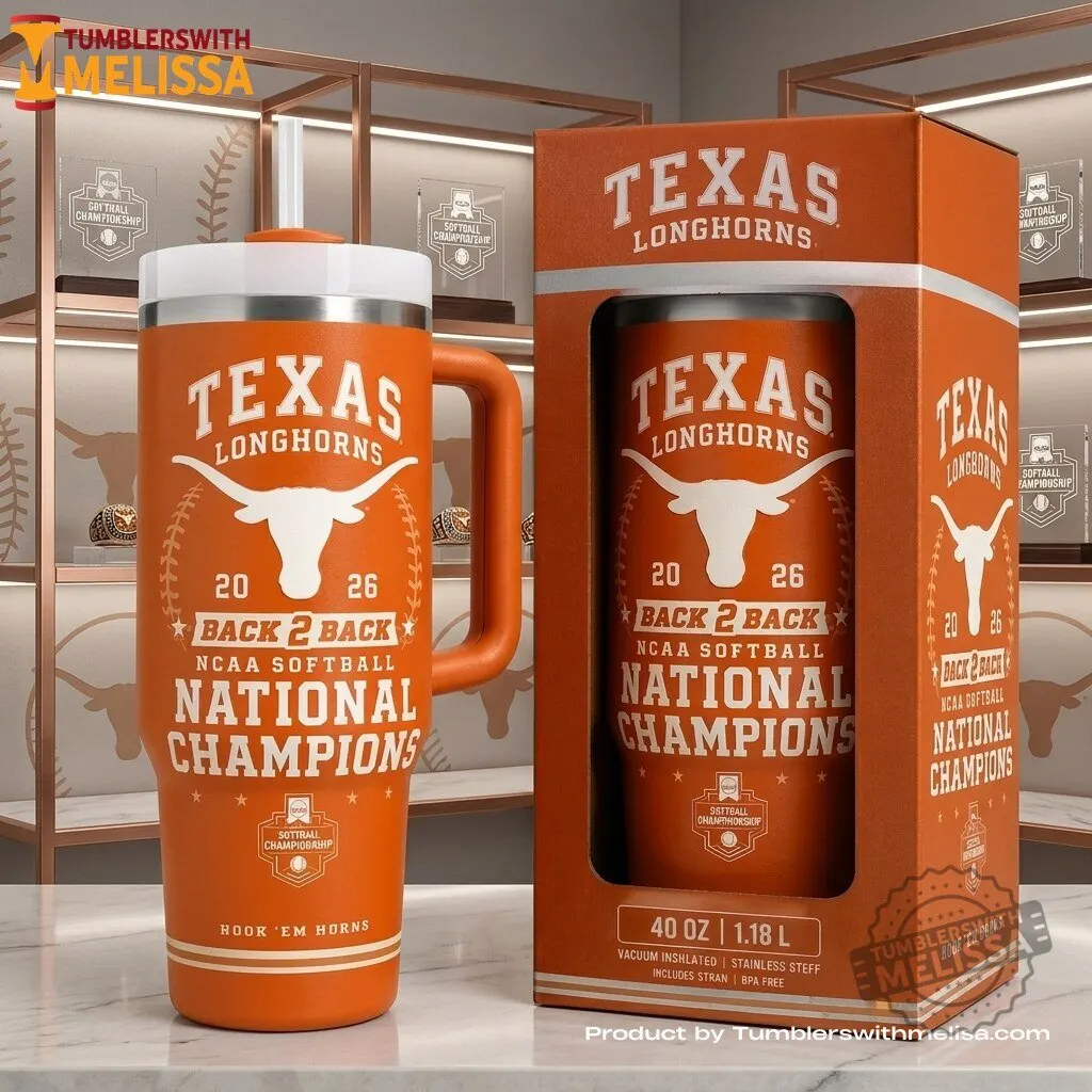 Texas Longhorns 2026 Back 2 Back NCAA Softball National Champions Opaque Lid 40oz Stanley Tumbler