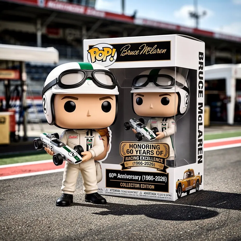 Bruce McLaren 60th Anniversary Collector Vinyl Figure Limited Edition Racing Legend Pop