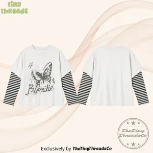Olivia Rodrigo Inspired Oversized Layered Stripe Sleeve Butterfly Graphic Shirt 3 2