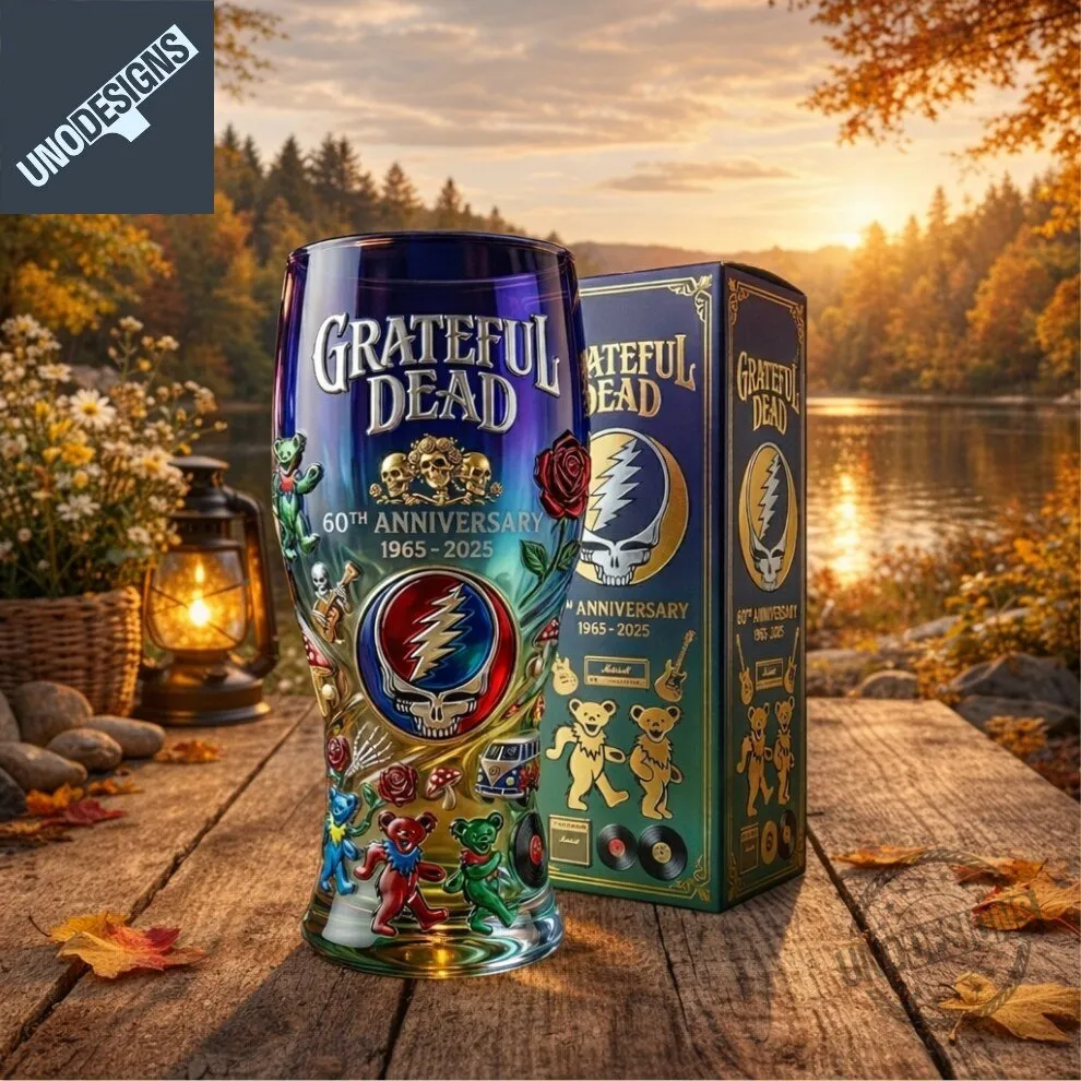 Grateful Dead 60th Anniversary Dancing Bears Beer Glass