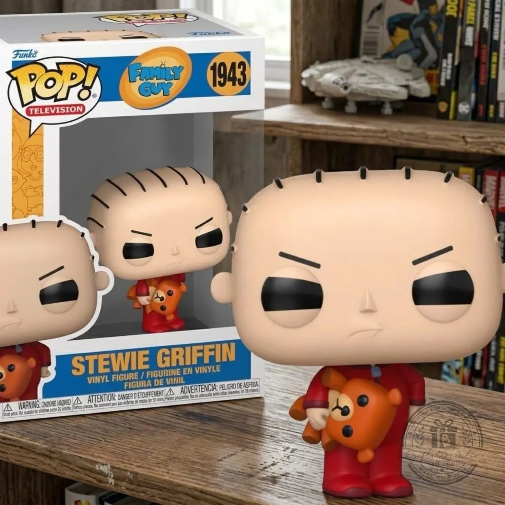 "Must-Have Stewie Griffin Funko Pop and Burgundy Lion Soccer Tee" 1 Funko Pop! Family Guy: Stewie Griffin #1943 Vinyl Figure