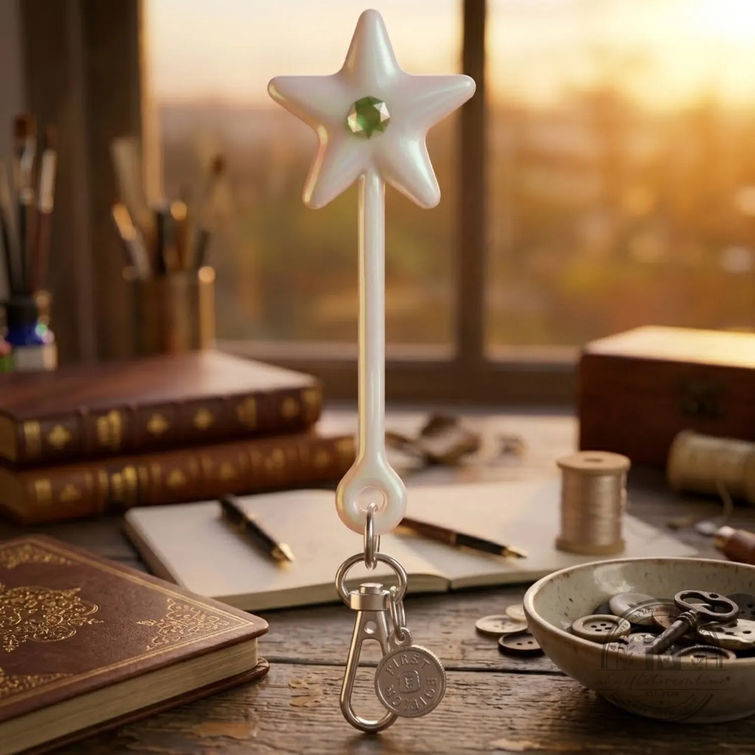 Cute Pearl White Star Wand Keychain Aesthetic Backpack Charm