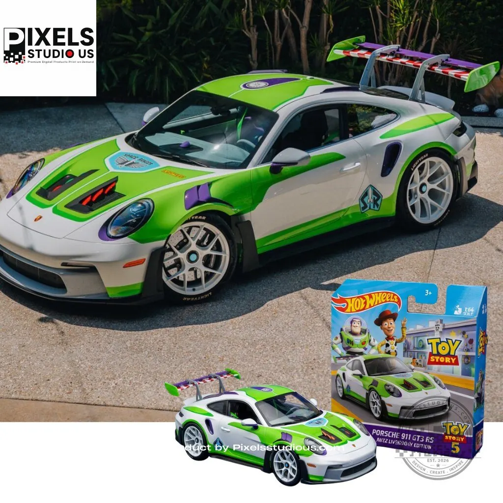 Hot Wheels Toy Story 5 Buzz Lightyear Porsche 911 GT3 RS Limited Edition Die Cast Model
