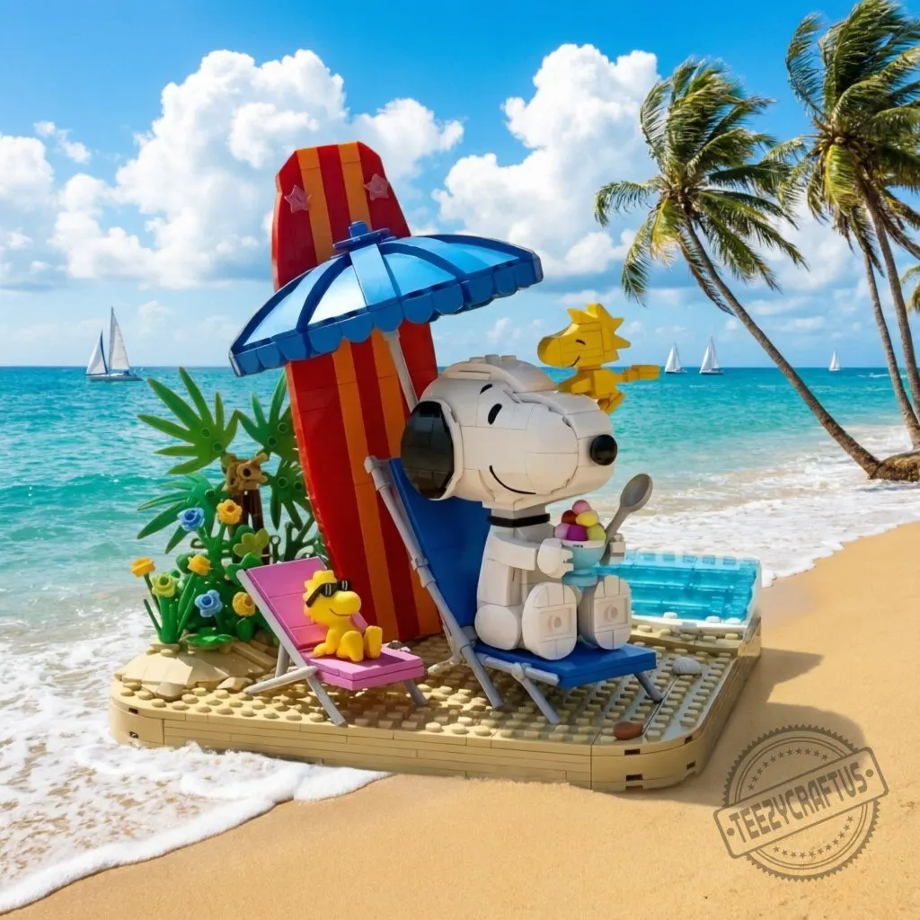 Snoopy & Woodstock Beach Day Building Brick Toy Set for Peanuts Collectors 3 Snoopy & Woodstock Beach Day Building Brick Toy Set for Peanuts Collectors