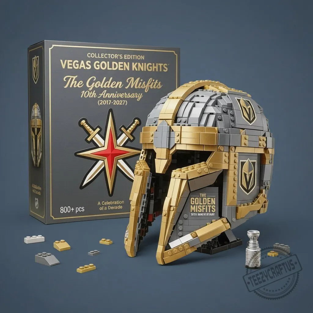 Vegas Golden Knights 10th Anniversary (2017-2027) Golden Misfits Commemorative Helmet Brick Kit