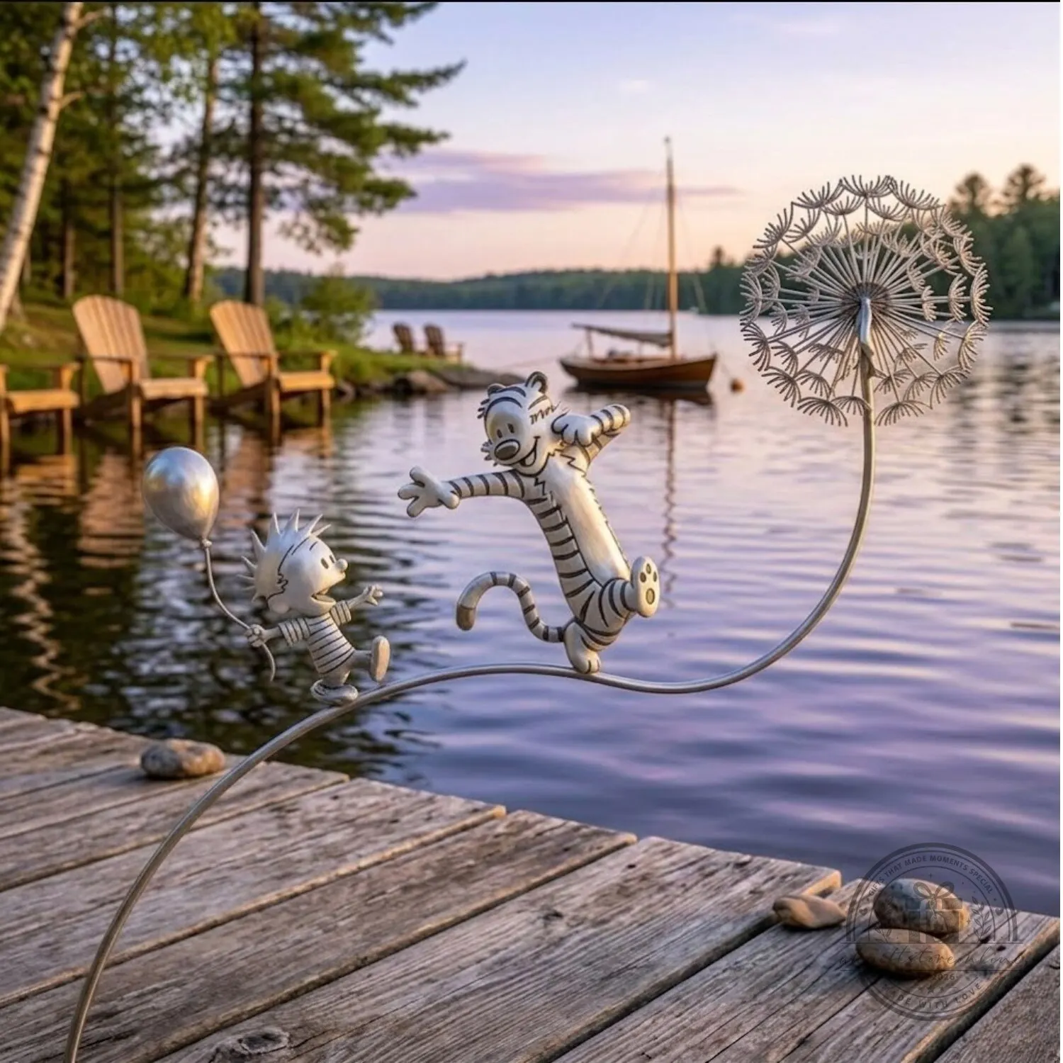 Calvin And Hobbes Dandelion Garden Stake