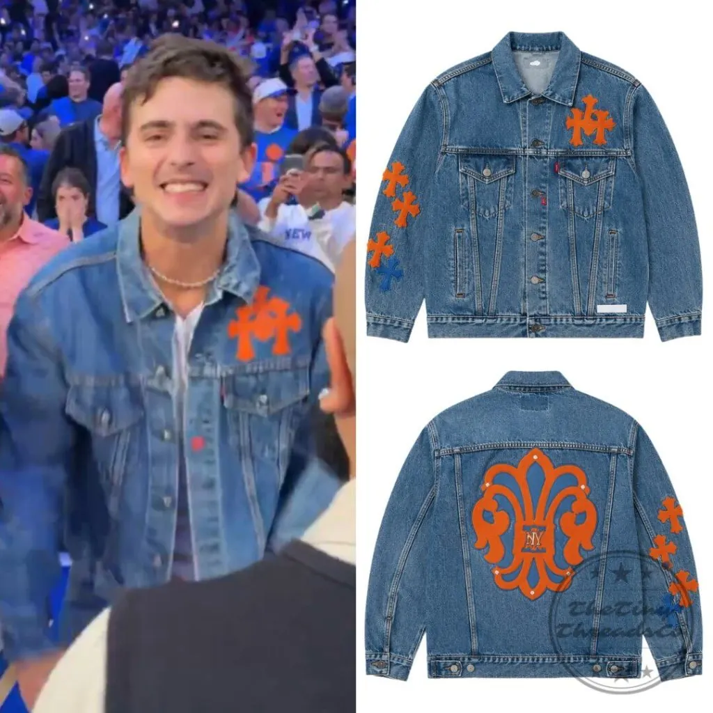 Timothee Chalamet Knicks Comeback Celebration Denim Jacket