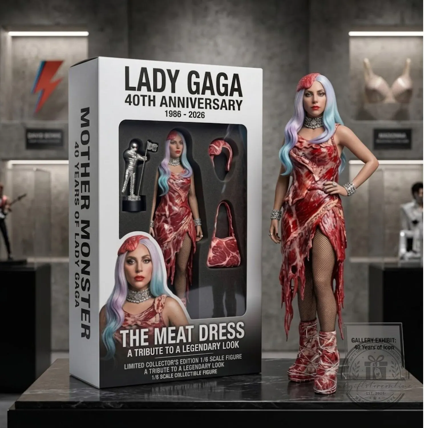 Lady Gaga 40th Anniversary 1986 2026 The Meat Dress Hot Toys Figure
