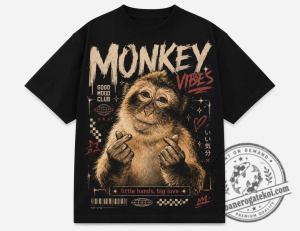 Funny Monkey T-Shirt, Cute Animal Graphic Tee, Monkey Lover Streetwear Shirt 1 19