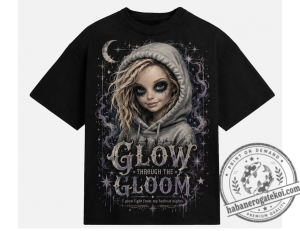 Gothic Doll T-Shirt, Dark Fairy Graphic Tee, Moon Star Grunge Shirt 1 23