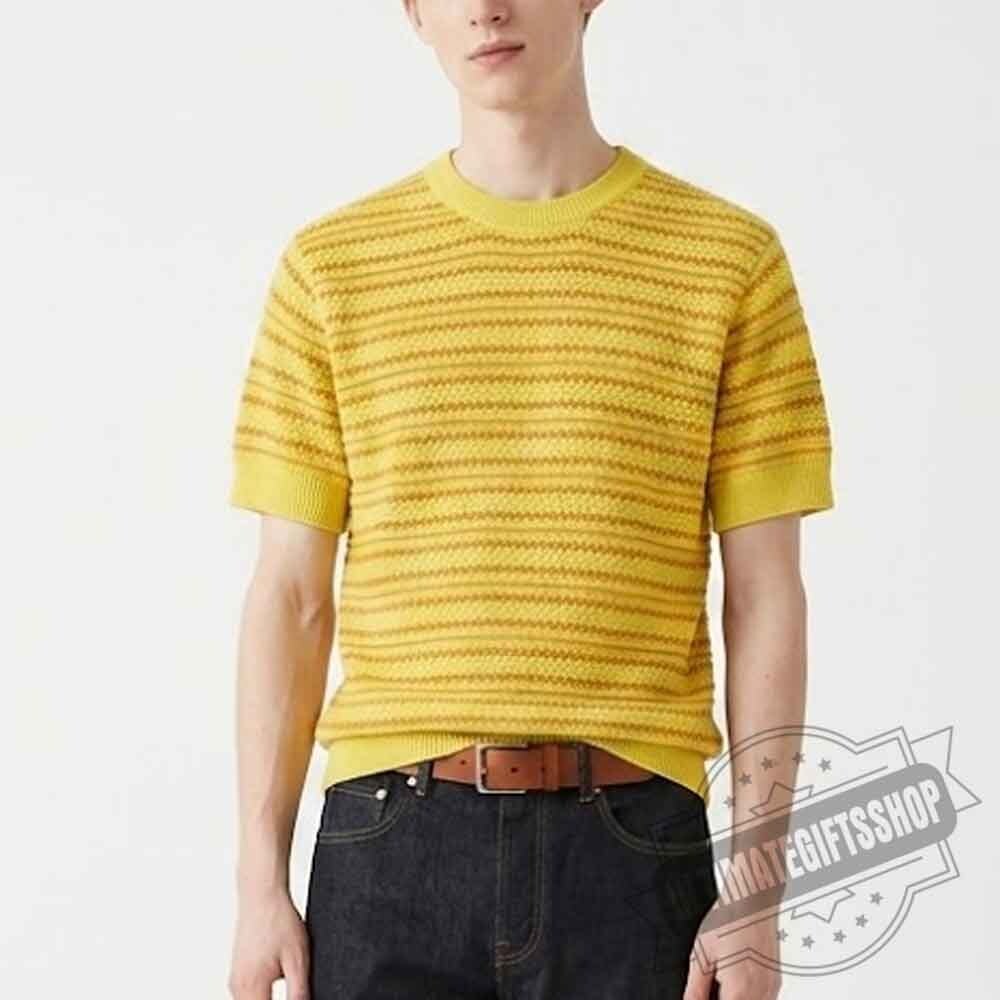 Harry Styles London 2026 Concert Outfit Yellow Orange Striped Knit T-shirt Harry Styles London 2026 Concert Yellow Orange Striped Knit Tee – image 3 of 3