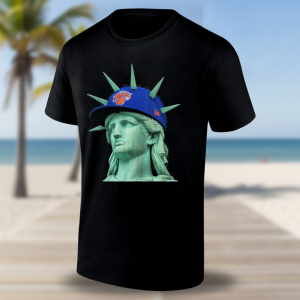 New York Knicks Statue of Liberty Graphic T-Shirt – New Era NBA Basketball Fan Tee 7 New Era New York Knicks Statue of Liberty Graphic T-Shirt – NBA Basketball Fan Tee
