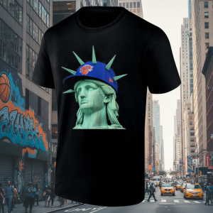 New York Knicks Statue of Liberty Graphic T-Shirt – New Era NBA Basketball Fan Tee 8 New Era New York Knicks Statue of Liberty Shirt – NBA Basketball Graphic Tee