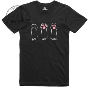 Cat Paws Rock Paper Scissors T Shirt Funny Cotton Tee activedesigntx.com 1