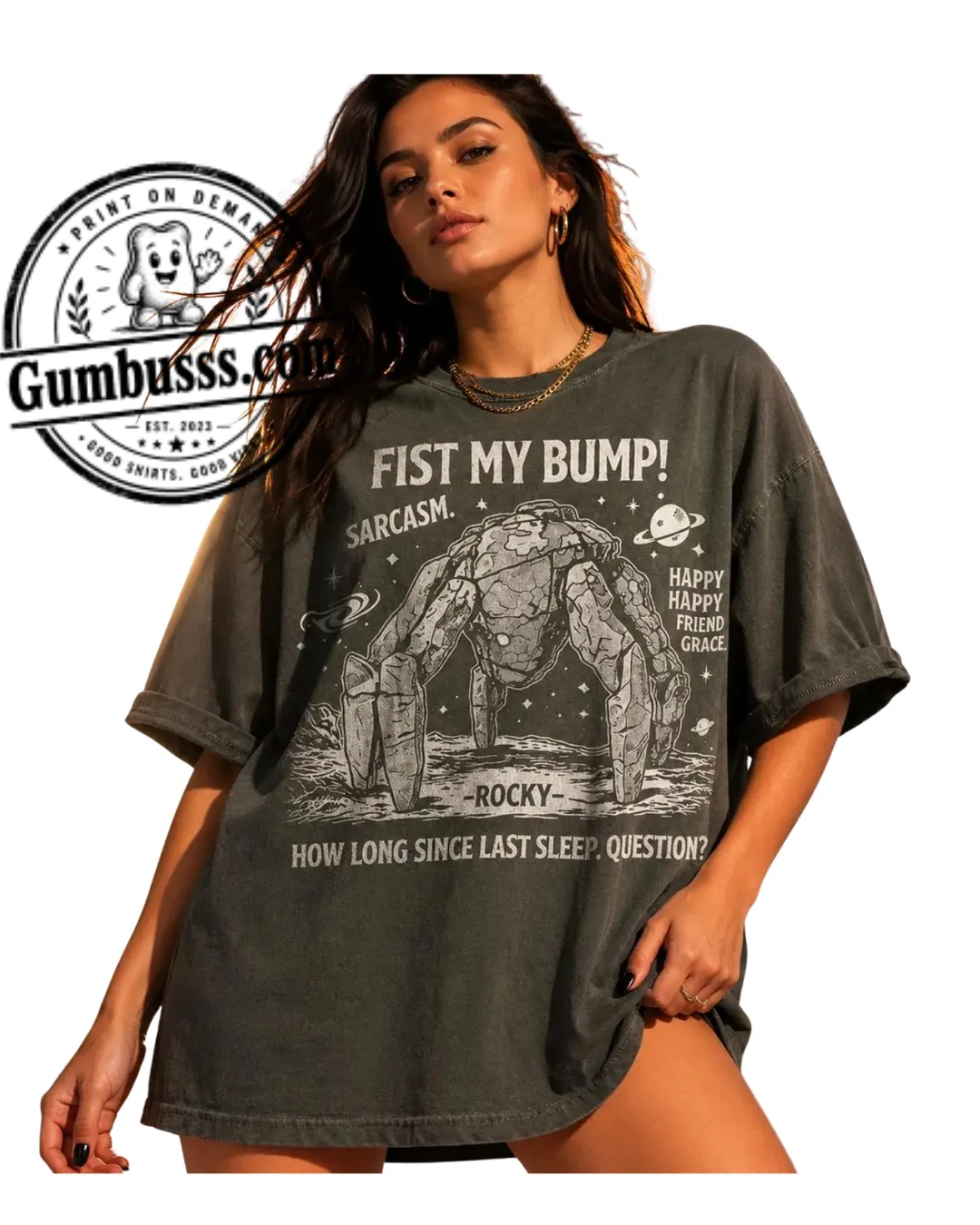 Oversized Vintage Graphic T-Shirt - Rocky - Project Hail Mary Fan Merch
