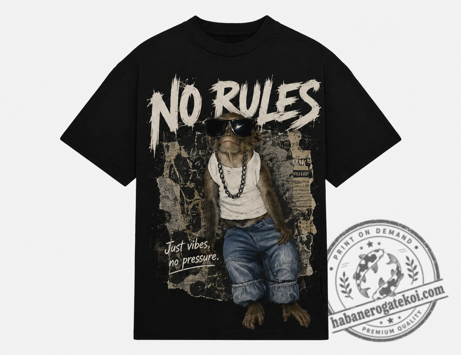 Streetwear Monkey T-Shirt, Cool Monkey Graphic Tee, Hip Hop Animal Shirt