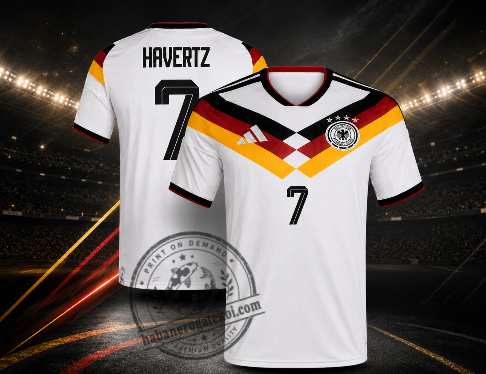 Kai Havertz Germany Shirt Error Number 7 Football Jersey, White German Soccer Fan Shirt