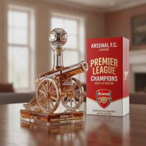 Arsenal Cannon Shaped Glass Decanter Bottle Championship Collector Edition