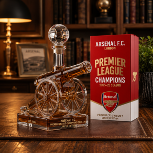 Arsenal Football Club Cannon Decanter Bottle Premium Glass Display Piece