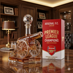 Cannon Decanter Bottle with Football Stopper Sports Memorabilia Gift