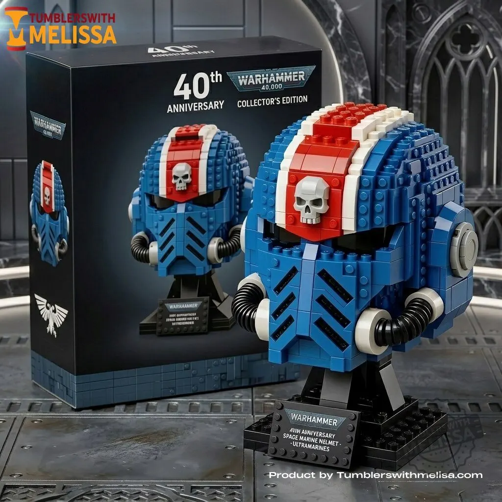 Warhammer 40k 40th Anniversary Space Marine Helmet - Ultramarines Building Block Set Edition